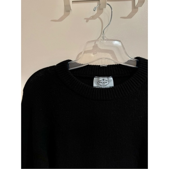 PRADA CROPPED CASHMERE KNIT SWEATER BLACK IT42 NWT - Picture 5 of 9